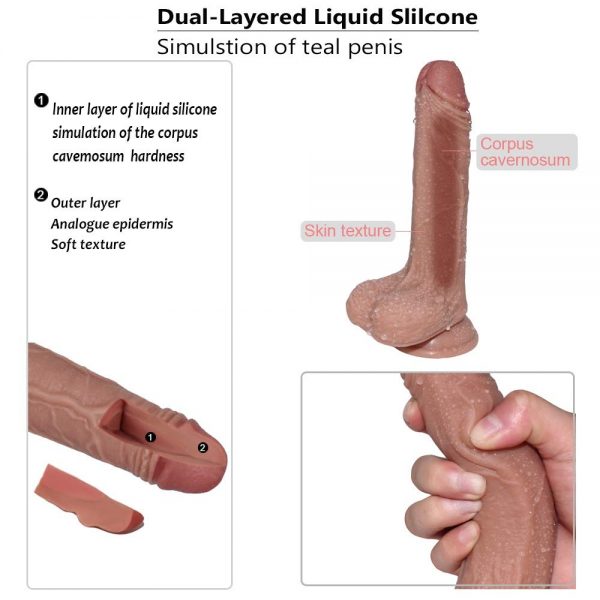 7.5inch High Quality Silicone Double Layer Realistic Skin Soft Dildo (Code : F-147) - Image 3