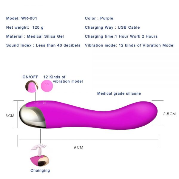 12 speeds Waterproof Rechargeable G-Spot Vibrator (Code : F-134) - Image 4