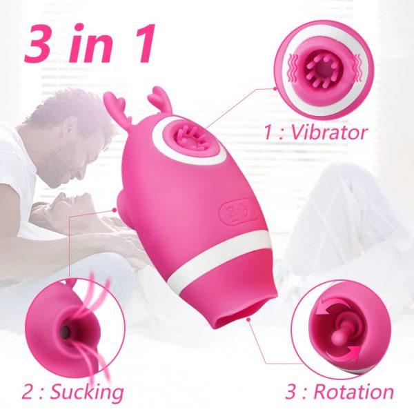 Rechargeable Cute Deer 3 in 1 Sucking Licking and Vibrating (Code : F-342) - Image 13