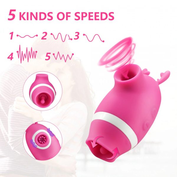 Rechargeable Cute Deer 3 in 1 Sucking Licking and Vibrating (Code : F-342) - Image 5