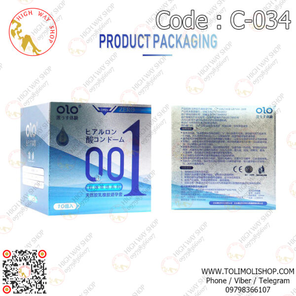 10Pcs OLO 0.01 Hyaluronic Acid Ultra-thin Special Edition Condom Blue (Code : C-034) - Image 2