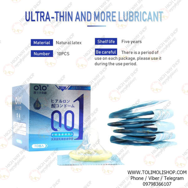 10Pcs OLO 0.01 Hyaluronic Acid Ultra-thin Special Edition Condom Blue (Code : C-034) - Image 5