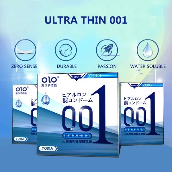 10Pcs OLO 0.01 Hyaluronic Acid Ultra-thin Special Edition Condom Blue (Code : C-034) - Image 6