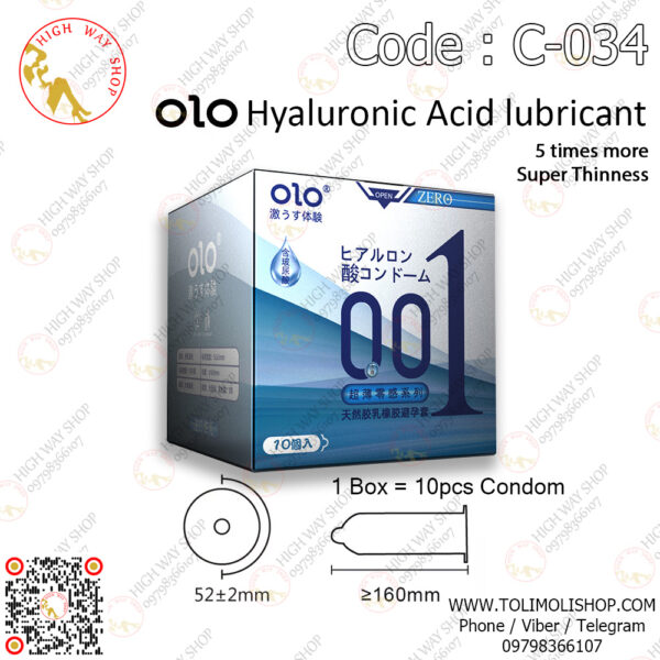 10Pcs OLO 0.01 Hyaluronic Acid Ultra-thin Special Edition Condom Blue (Code : C-034)